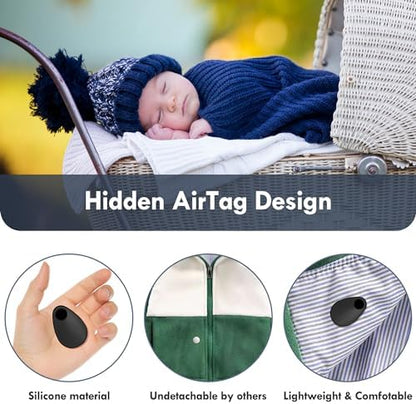 for Airtag Holder for Kids Hidden 2 Pack GPS Tracker Case, Anti-Removal Sercutiry Air Tag Case with Pins, GPS Cover Suitable for Children, Elderly, Pets, Backpack, Luggage (Blue&Black)