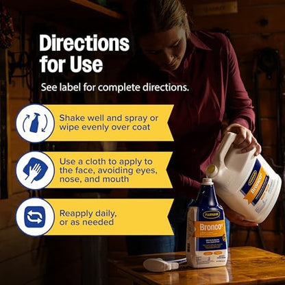 Farnam Bronco E Fly Spray for Horses, Dogs & Premises 128 oz Refill