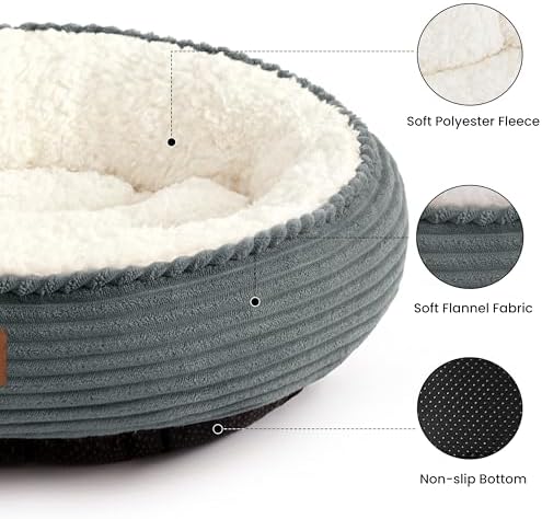 Love's cabin Round Donut Cat and Dog Cushion Bed, 30in Pet Bed for Medium or Large Dogs, Anti-Slip & Water-Resistant Bottom, Soft Durable Fabric Pet Beds, Washable Calming Cat Bed, Bluish Grey