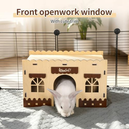 Wooden Guinea Pig Hideout Bunny House Rabbit Bed – Small Animal Habitat