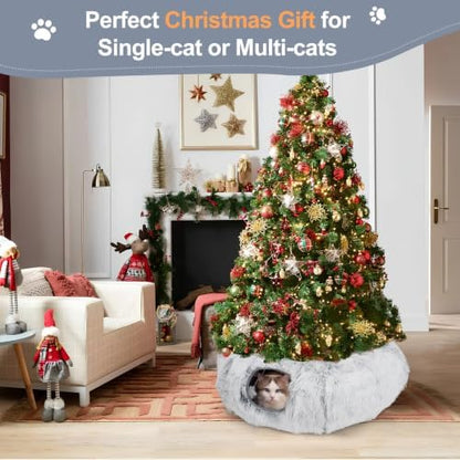 Cat Tunnel Bed for Indoor Cats, Zipper-Style Warm Soft Cat Donut Tunnel Toy