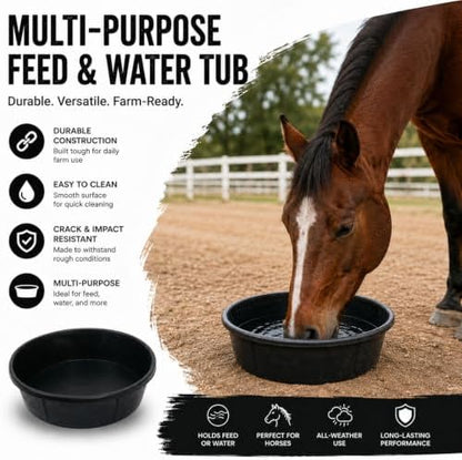 5 Pcs 3 Gallon Rubber Feed Pan with Cleaning Brush for Animals