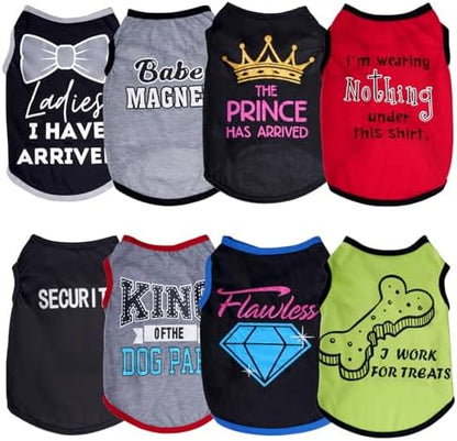 hoyuwak 8 Pieces Pet Shirts Funny Dog Printed Clothes Dog Sleeveless Vests