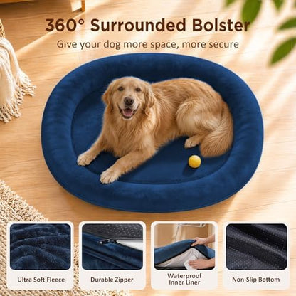 Waterproof Orthopedic Dog Bed for Extra Large Dogs, Navy
