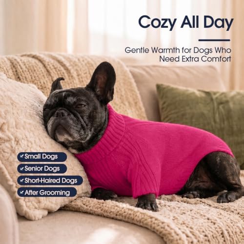 IECOii XXL Dog Sweater,Thermal Knit Turtleneck Big Dog Sweater with Sleeve