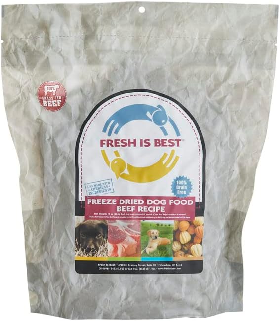 Fresh Is Best Beef Freeze Dried Dog Food – Raw Dog Food Toppers for Puppies & Adult Canines – High-Protein Freeze Dried Beef in Resealable Zipper Bag – Made in the USA – 16 oz