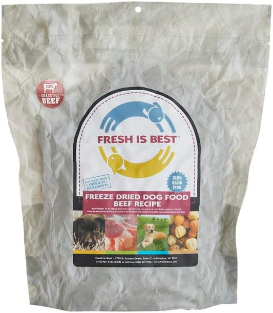Fresh Is Best Beef Freeze Dried Dog Food – Raw Dog Food Toppers for Puppies & Adult Canines – High-Protein Freeze Dried Beef in Resealable Zipper Bag – Made in the USA – 16 oz