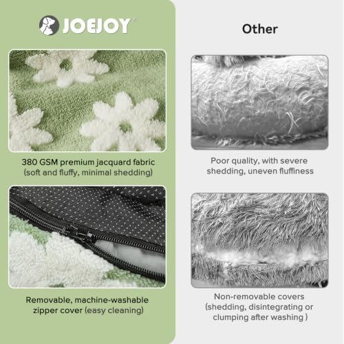 JOEJOY Jacquard Donut Round Dog Beds Large Sized Dog,Green 36x36x8in, Removable Washable Cover, Cute Pattern, Ultra Soft Fluffy Calming Pet Bed with Thick Supportive Bolster