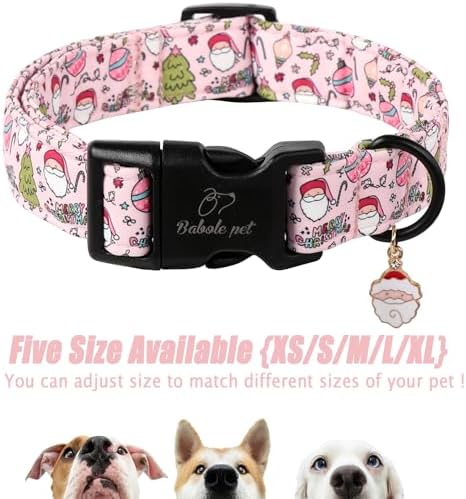 Christmas Santa Dog Collar for XL Dogs, Pink Girl Dog Collar