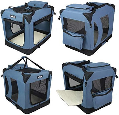 EliteField 3-Door Soft Dog Crate with Bed & Carrying Bag (2-Year Warranty)