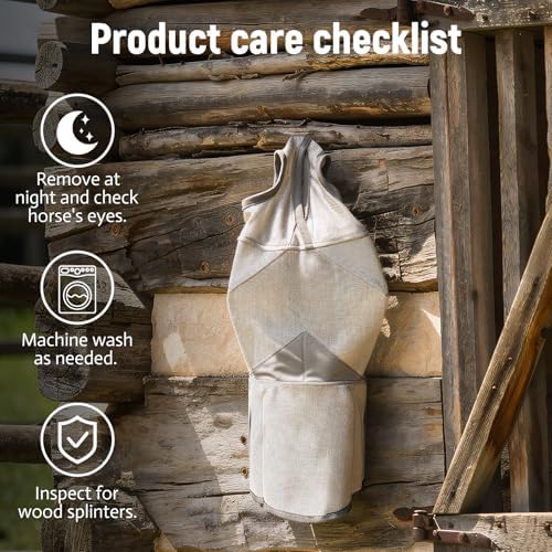Raelitego Horse Fly Mask with Ears no Nose, Breathable Mesh UV Protect (XL)