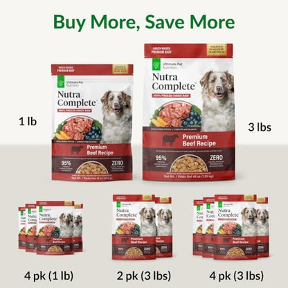ULTIMATE PET NUTRITION Nutra Complete Freeze-Dried Raw Dog Food, Beef 1lb