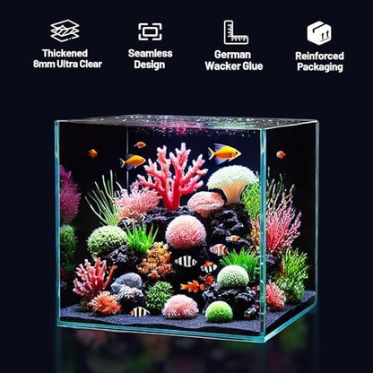 31.5 Gallon Rimless Aquarium, Ultra Clear Low Iron Cube Tank