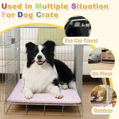 Dog Bed for Crate Pad, High Resilience Foam Crate Mat Bed, 35x22, Pink