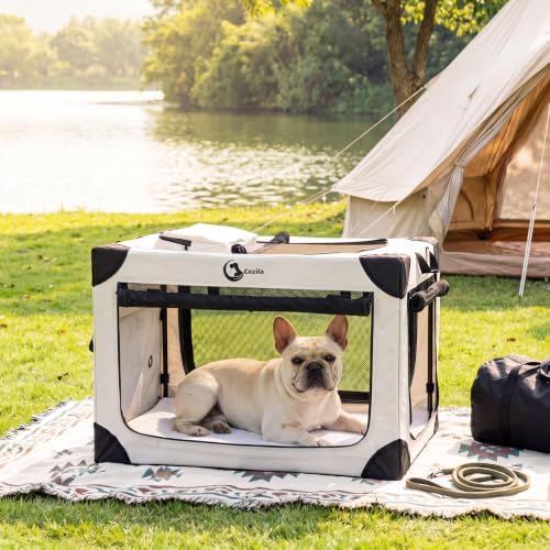 Portable Collapsible Soft Dog Crate for Small Dogs, 26in Grey