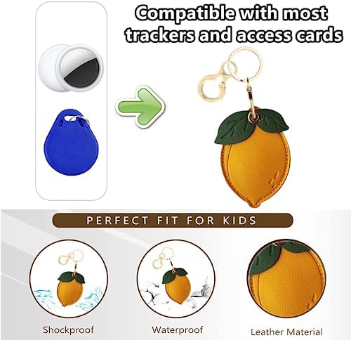 BORKUANA PU Leather Keychain Holder Protective Case Compatible with AirTag