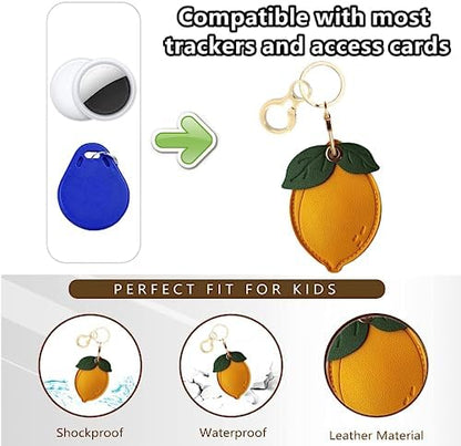 BORKUANA PU Leather Keychain Holder Protective Case Compatible with AirTag