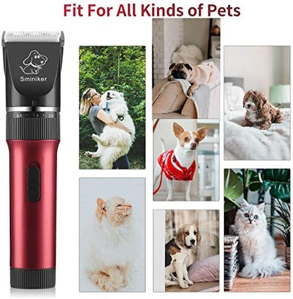 Sminiker Low Noise Horses Clippers Rechargeable Cordless Pet Clippers Grooming Kit with Storage Bag 5 Speed Professional Animal Clippers Pet Grooming Kit