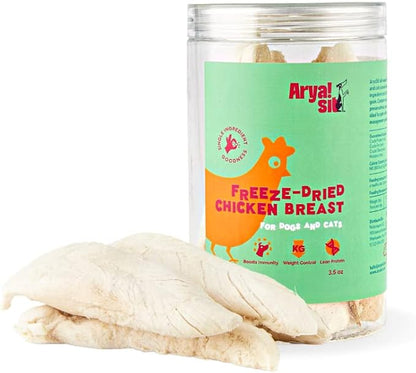 Arya Sit! - Freeze-Dried Single Ingredient Treats (Chicken Breast) for Dogs and Cats - Lean Protein · Grain‑Free & Low‑Calorie · Great for Sensitive Tummies & Weight Control