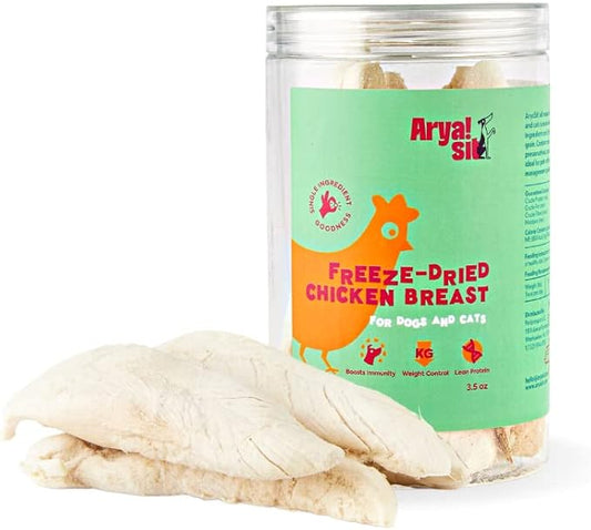 Arya Sit! - Freeze-Dried Single Ingredient Treats (Chicken Breast) for Dogs and Cats - Lean Protein · Grain‑Free & Low‑Calorie · Great for Sensitive Tummies & Weight Control
