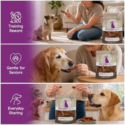 Loving Pets Natural Value Duck Sausages - Soft Jerky Dog Treats for Large & Small Breeds - Healthy Gluten, Wheat, Soy & Grain Free Pet Treats for Dogs