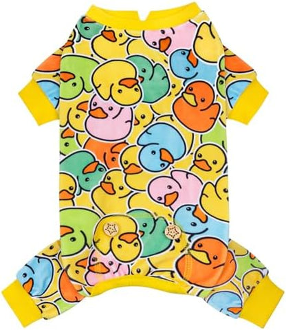 KYEESE Velvet Dog Pajamas for Small Dogs Soft Onesie Shirt, Colorful Duck