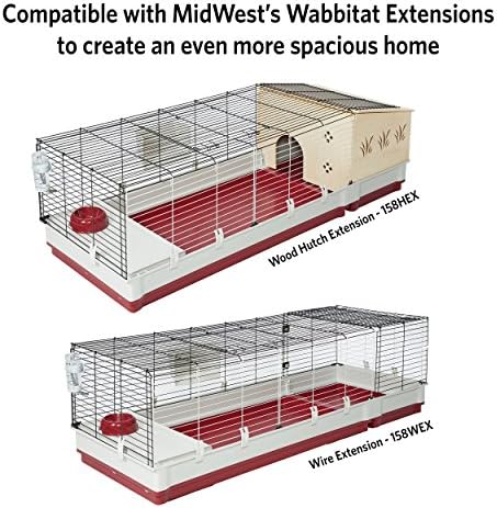 Midwest Homes for Pets Deluxe Rabbit & Guinea Pig Cage, X-Large, White & Red