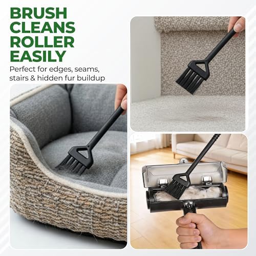 Reusable Pet Hair Remover Roller - 5-Piece Dog & Cat Hair Remover Kit for Couch, Furniture, Carpet, Car Seats & Clothes with Deshedding Glove, Fur Scraper & Cleaning Brush