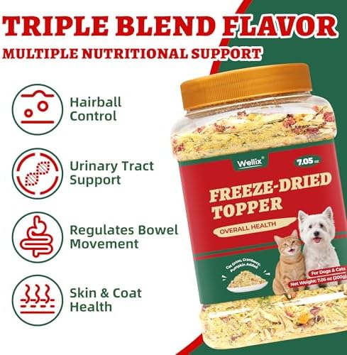 Wellix Freeze Dried Topper for Cats & Dogs, 3 Ingredients, 7.05oz