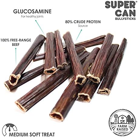 Beef Gullet Sticks for Dogs – 100% Natural Grass-Fed Beef Chews – High Protein, Joint Support with Glucosamine & Chondroitin – Rawhide Free Dental Treats for All Breeds (6-Inch, 8 onz pack)