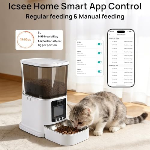 Automatic Cat Feeder with Camera Two-Way Video/Autio 5G WiFi, 5L