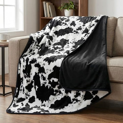 Lavish Home Waterproof Blanket for Bed, Couch, or Car, Cow Print, 60”x80”