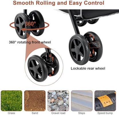 Double Pet Stroller for 2 Dogs & Cats, Double-Decker, Black