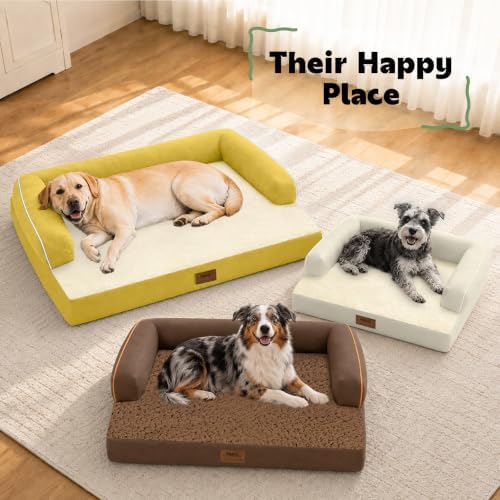 MEKIY Orthopedic Washable Dog Bed with Bolster for Medium to Large Dogs