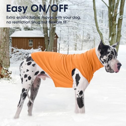 IECOii 4XL Dog Sweater - Stretch Fleece Sweater with Turtleneck,Orange