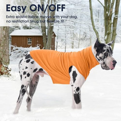 IECOii 4XL Dog Sweater - Stretch Fleece Sweater with Turtleneck,Orange