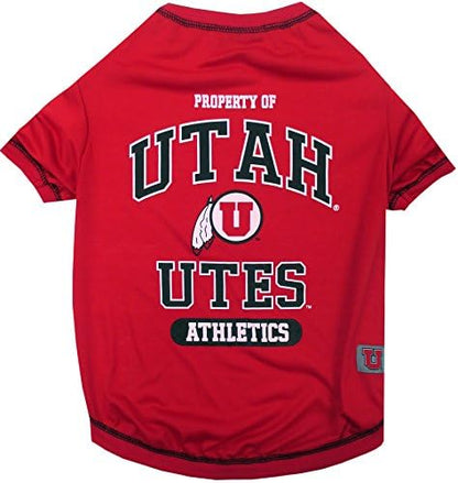 Pets First Collegiate UTAH UTES Dog T-Shirt, Medium. - Licensed Shirt for Pets Team Colored with Team Logos.- Premium Stretchable Materials for the Comfrot of your Dog & Cat.