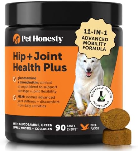 Pet Honesty Advanced Hip and Joint Supplement for Dogs, Duck, 90 Count