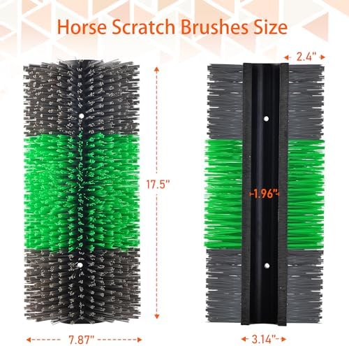 Livestock Scratch Brushes, 2PCS, Horse Scratcher Full Massage Brush Kit, Relieves Back Itching for Livestock, Horses, Cattle, Sheep, Pigs, Green