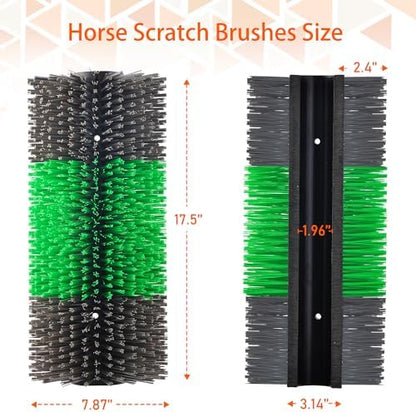 Livestock Scratch Brushes, 2PCS, Horse Scratcher Full Massage Brush Kit, Relieves Back Itching for Livestock, Horses, Cattle, Sheep, Pigs, Green