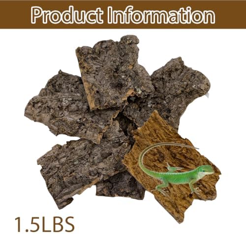 Reptile Cork Bark Substrate,1.5 LB Natural Tree Bark for Terrarium Wood Gecko Climbing Bark Bedding Bulk Habitat Decor for Bearded Dragon Spider Lizard Tarantula Hermit Crab