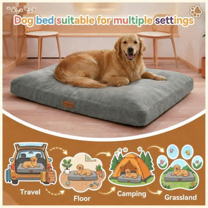 Dog Super Soft Large Dog Bed, 42 Inches Orthopedic Memory Foam Pet Beds with Anti Slip Bottom, Dog Sleeping Mattress with Removable and Washable Cover