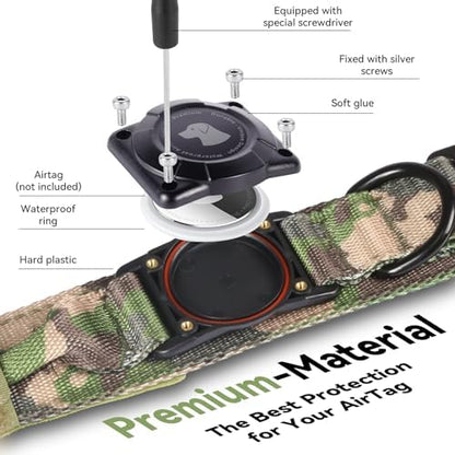 2026 Upgrade Waterproof Tactical AirTag Dog Collar, Built in AirTag Holder