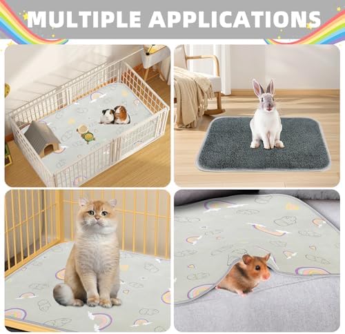 Homimp 2 Pack Guinea Pig Cage Liners, Washable Small Animal Bedding,Waterproof Reusable & Anti Slip Guinea Pig Pee Pad Fast and Super Absorbent Mat for Small Animal Rabbit Bunny Hamster,Grey 24"x47"