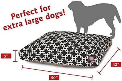 Majestic Pet Rectangular Dog Bed, X-Large, 50x42x5 in, Washable, Black