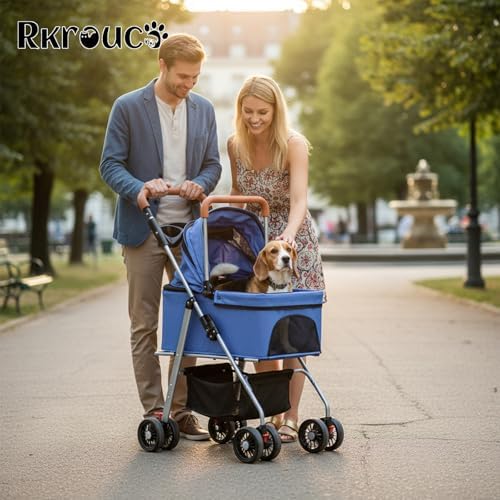 3 in 1 Pet Stroller for Dogs Cats Foldable Jogger with Detachable Carrier