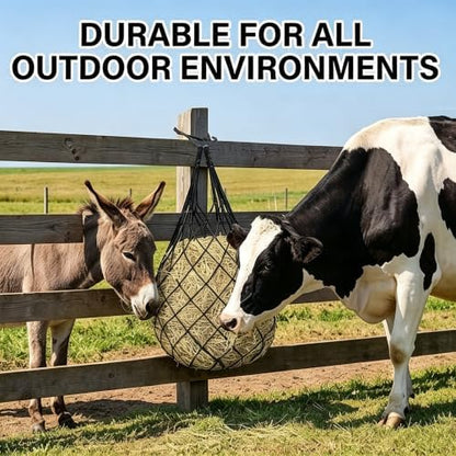 Hay Bags for Horses 2 Pack, 40 Inch Slow Feed Hay Net for Goats Sheep Livestock, Durable Mesh Hay Feeder Bag with Carabiners & Gloves, Hanging Hay Nets for Stall Trailer Pasture