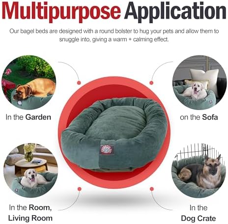 Majestic Pet Micro Velvet Dog Bed, 24 Inch Small, Round, Washable, Azure