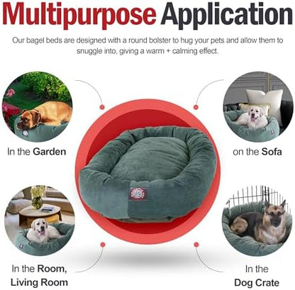 Majestic Pet Micro Velvet Dog Bed, 24 Inch Small, Round, Washable, Azure