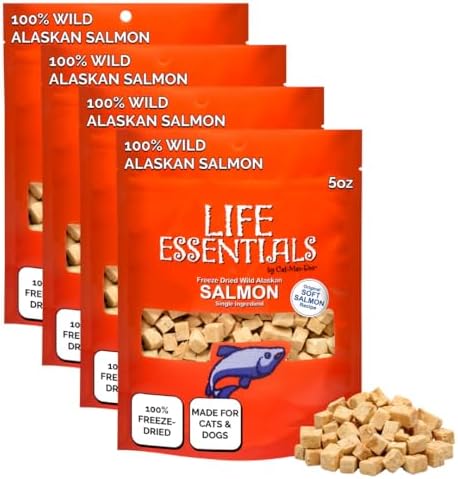 Life Essentials by Cat-Man-Doo | Freeze Dried Salmon Treats | 5oz Bag (4pk)